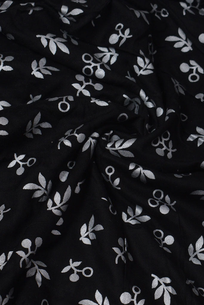 Buy Black Flower Print Rayon Fabric Online