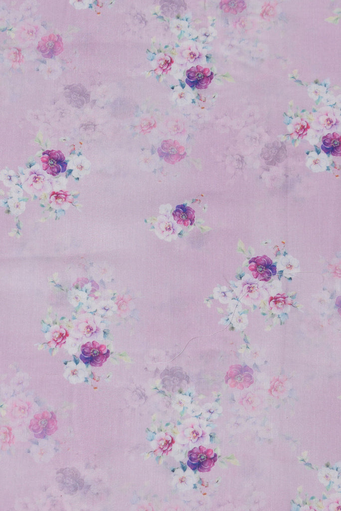 Pink Flower Print Muslin Fabric