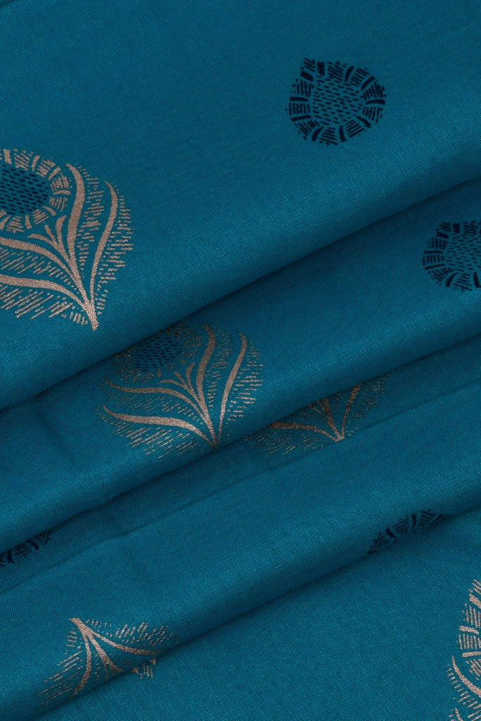 Blue Peacock Printed Rayon Fabric