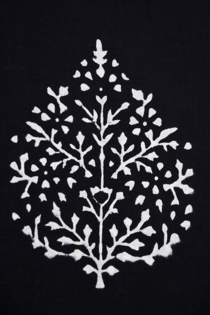 Black Tree Print Screen Cotton Printed Fabric