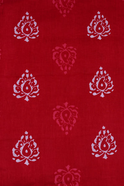 Red Flower Printed Cotton Fabric