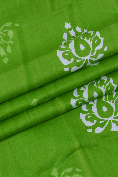 Green Leaf Printed Rayon Fabric