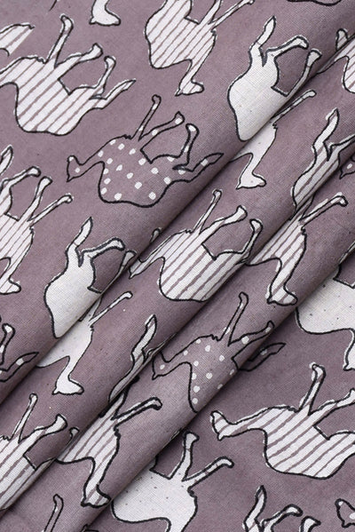 Grey Camel Print Handblock Fabric