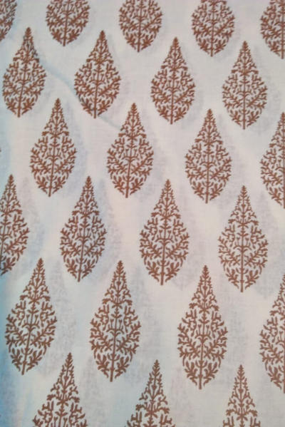 Brown Leaf Print Cotton Fabric