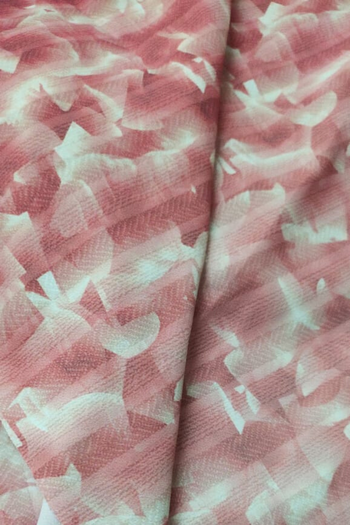 Coral Abstract Print Digital Crepe Fabric