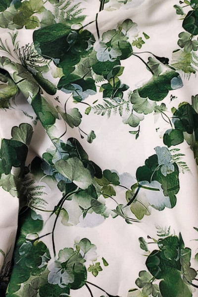 Green Flower Print Digital Crepe Fabric