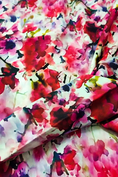 Multi Color Flower Print Digital Crepe Fabric