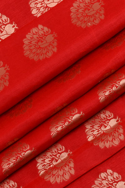 Red Flower Print Jacquard Silk Fabric