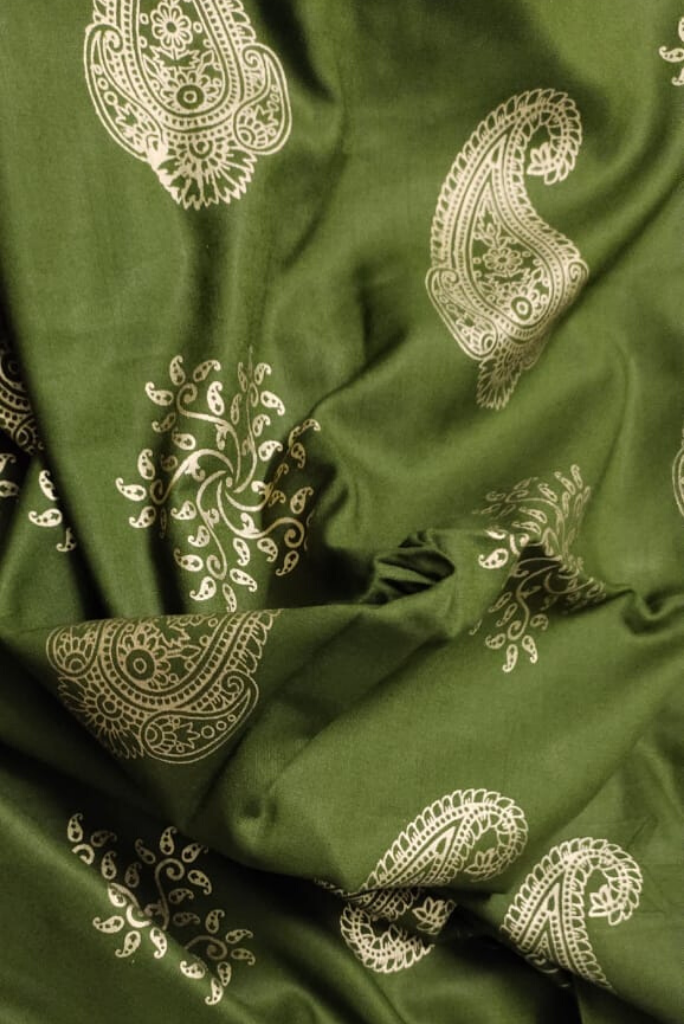 Green Gold Rayon Fabric