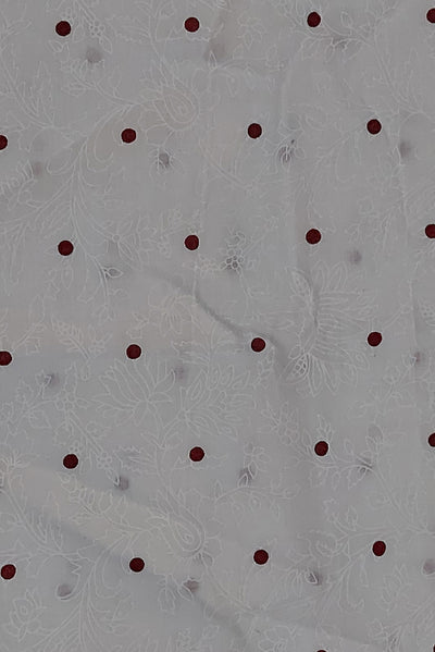 White Polka Dots Print Cotton Fabric