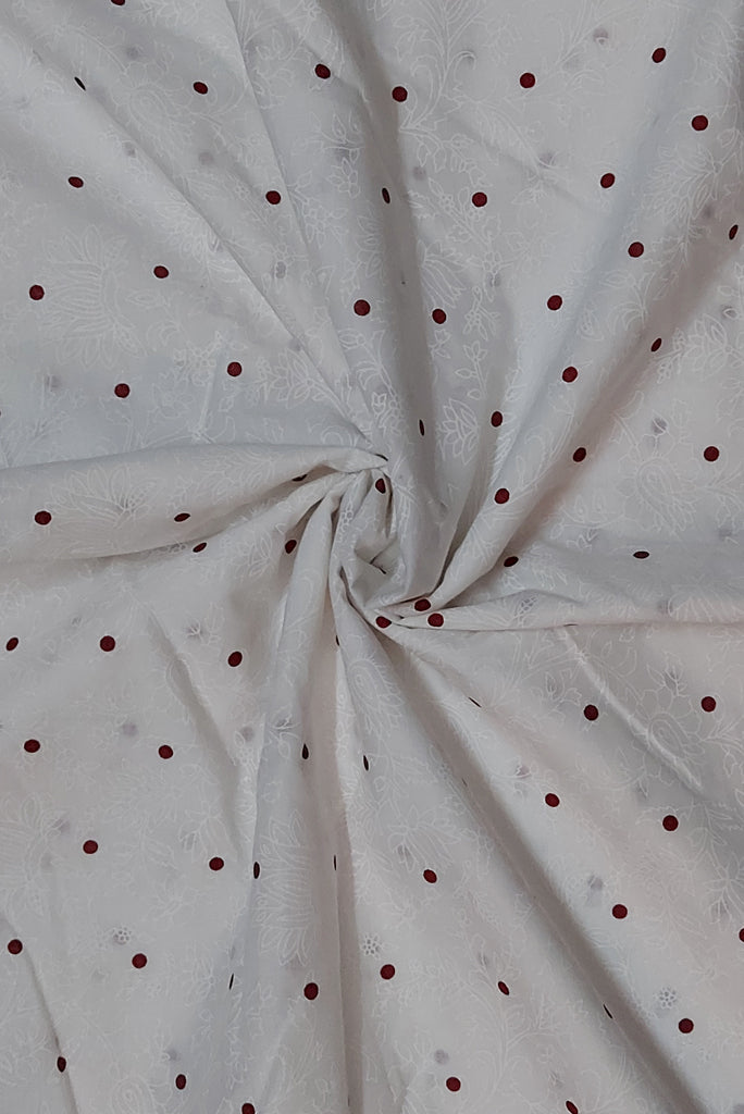 White Polka Dots Print Cotton Fabric