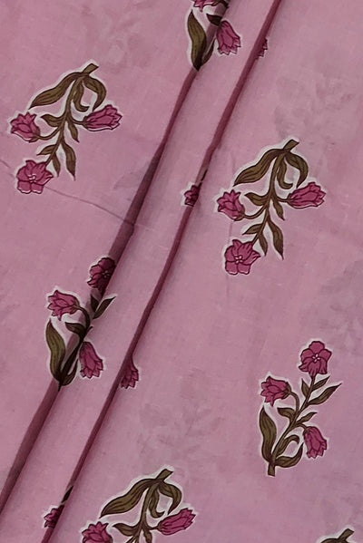 Pink Floral Print Cotton Fabric