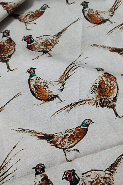 Brown Bird Print Digital Crepe Fabric