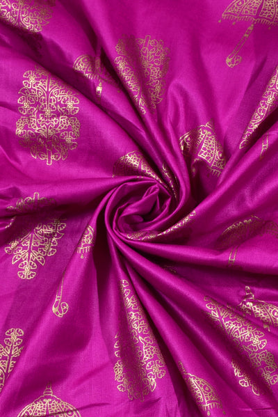 Violet Gold Umbrella Print Rayon Fabric