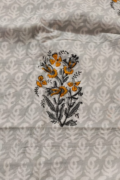 Mountain Mist Grey Flower Print Cotton Fabric