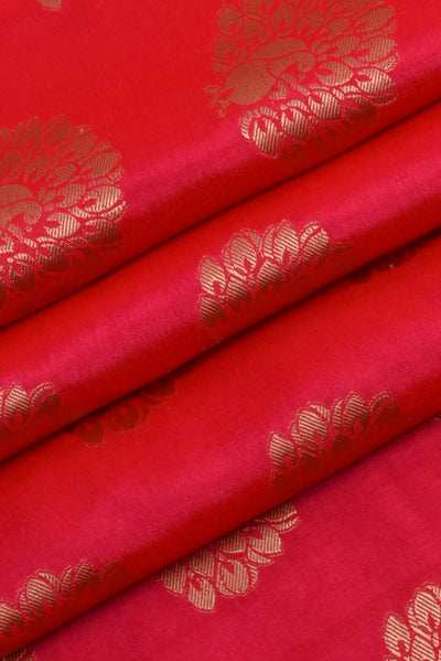 Red Flower Print Jacquard Silk Fabric