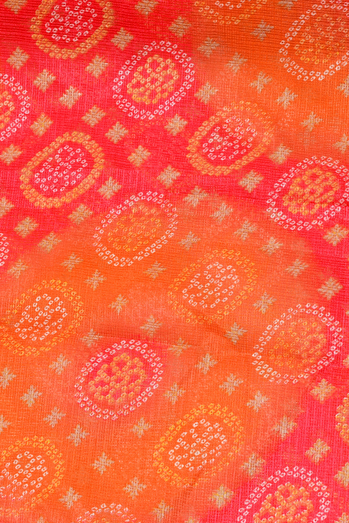 Red & Yellow Printed Kota Doria Fabric