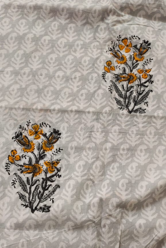 Mountain Mist Grey Flower Print Cotton Fabric