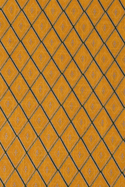 Yellow Cross Stripes Printed Cotton Fabric