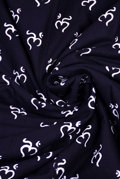 Black Ohm Print Handblock Fabric