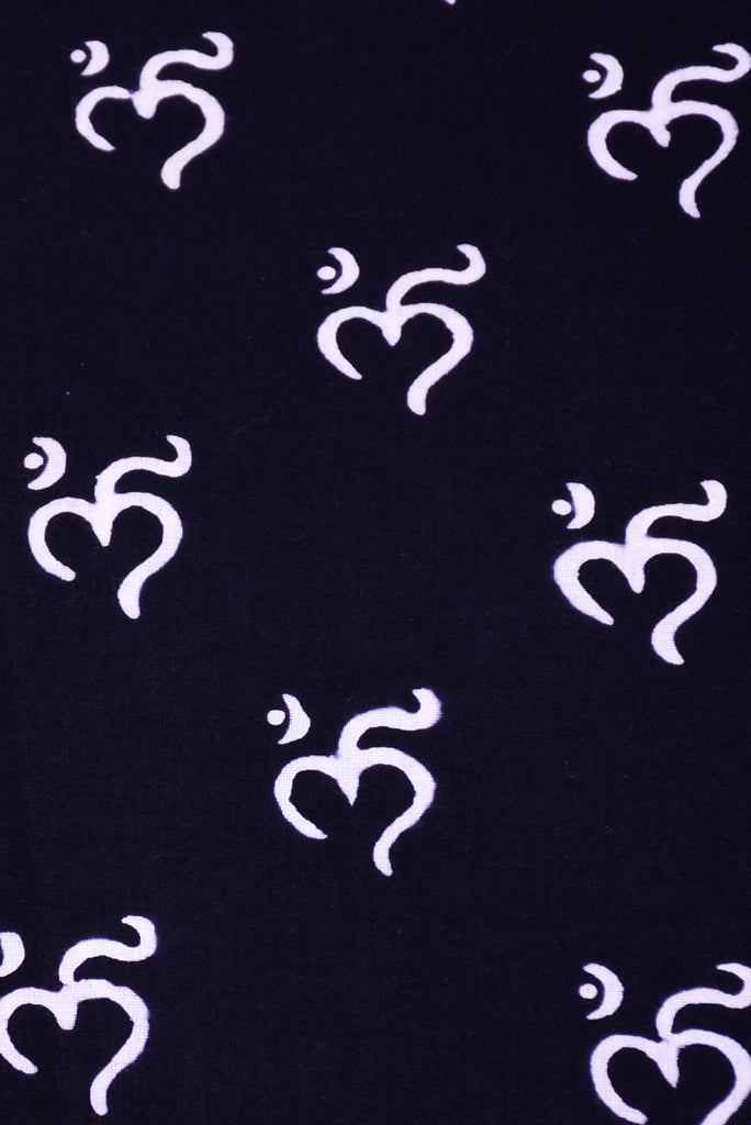 Black Ohm Print Handblock Fabric