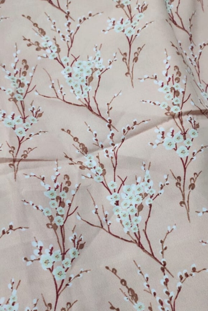 Peach Tree Print Digital Crepe Fabric