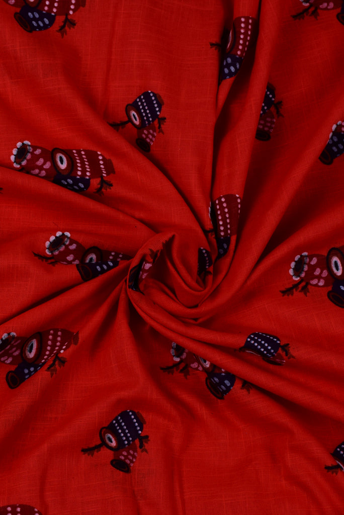 Maroon Handblock Printed Rayon Fabric