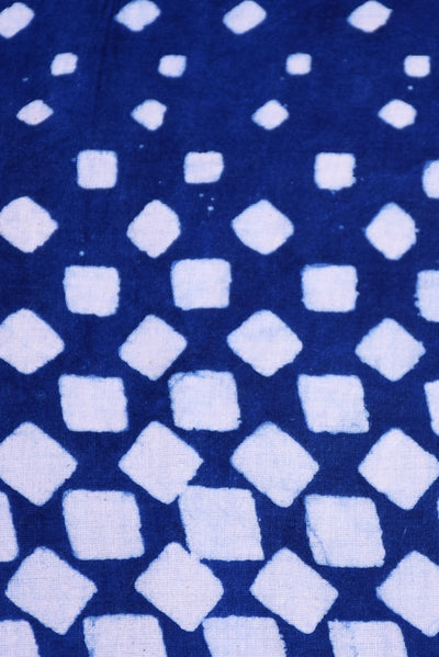 Blue Blue Rectangle Print Indigo Fabric