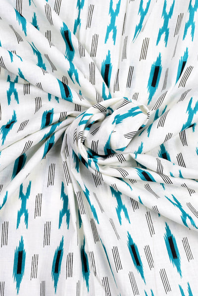 White Lining Printed Ikat Fabric