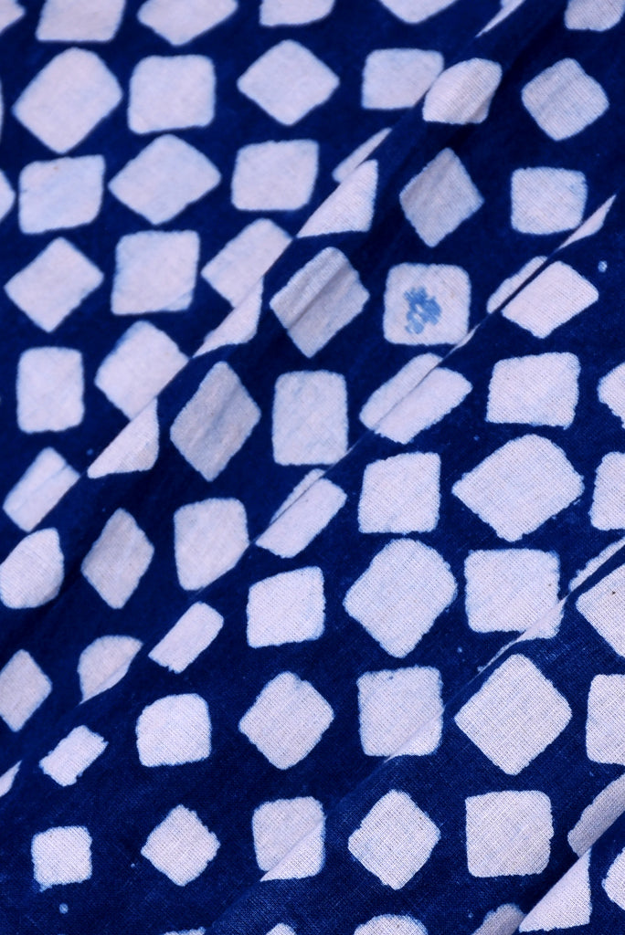 Blue Blue Rectangle Print Indigo Fabric