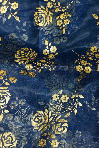 Navy Blue Organza Silk Fabric