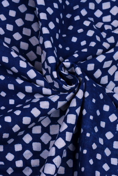 Blue Rectangle Print Indigo Fabric