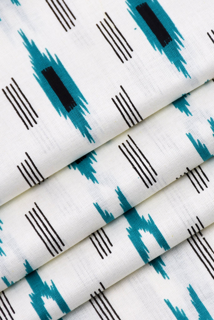 White Lining Printed Ikat Fabric