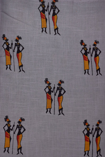 Grey Women Printed Rayon Fabric