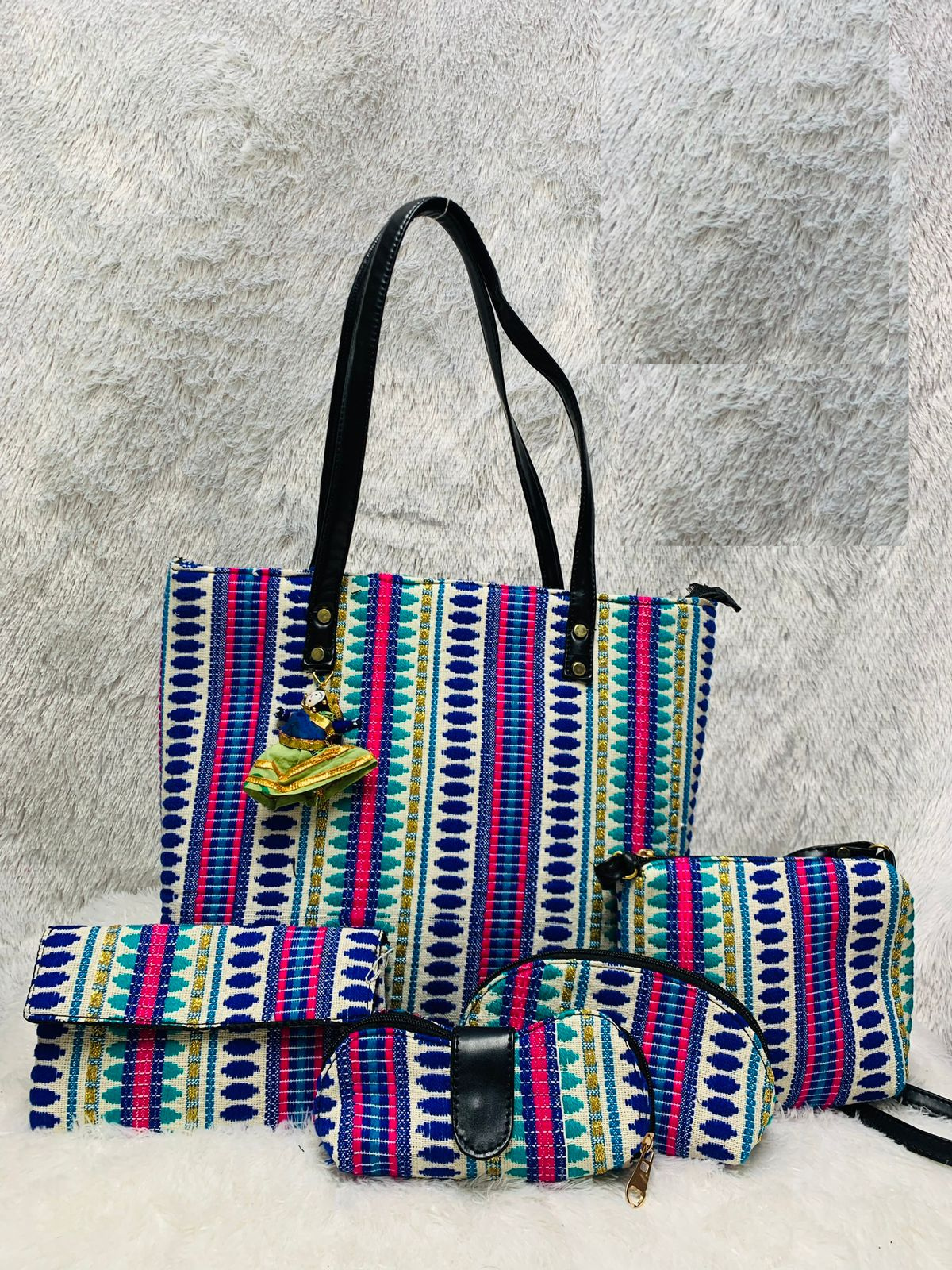 Multicolor Handblock Printed Cotton Handbag Combos