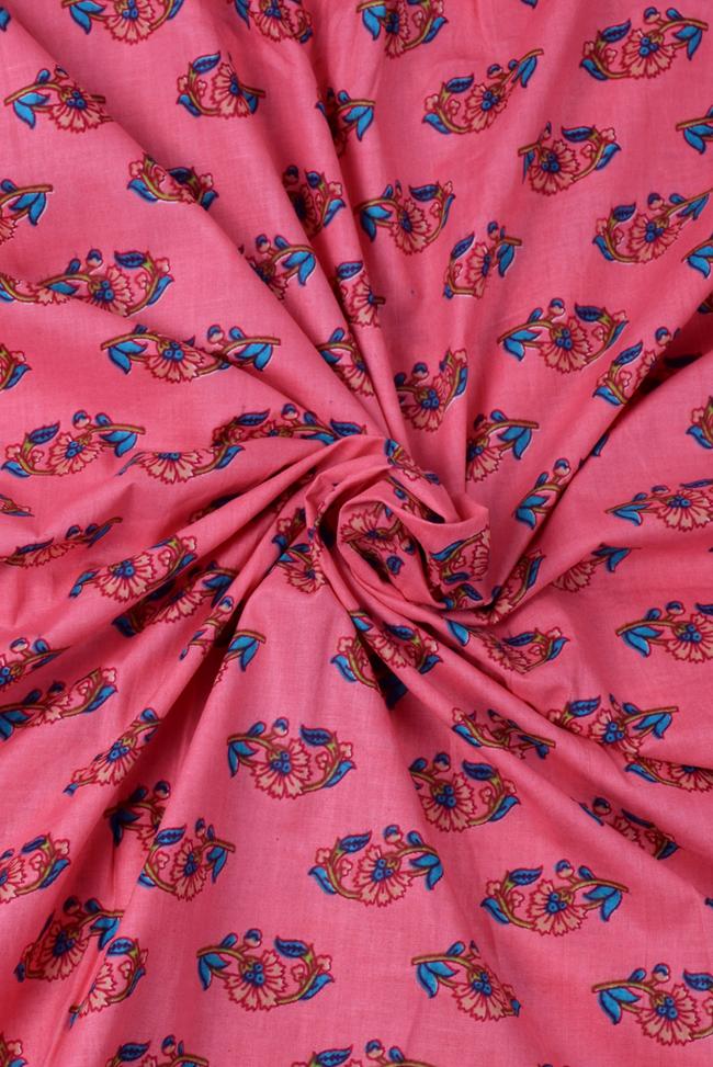 Pink Flower Printed Cotton Fabric