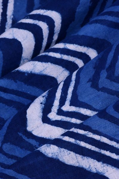 Blue Zigzag Print Indigo Fabric