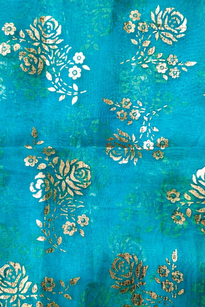 Light Blue Organza Silk Fabric