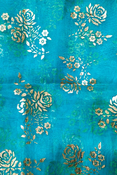 Light Blue Organza Silk Fabric