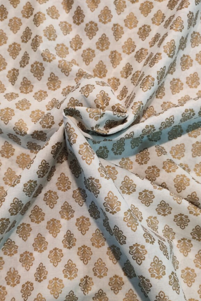 Golden Buti Print Cotton Fabric
