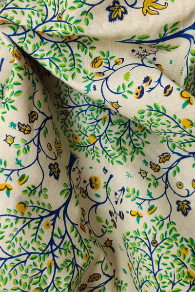 Green Tree Print Cotton Fabric
