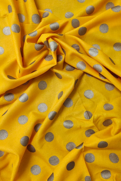 Yellow Gold Polka Print Rayon Fabric