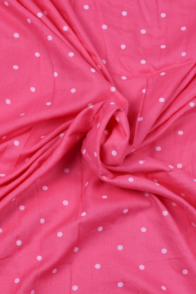 Pink Dotted Royon Fabric