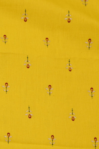 Yellow Gold Flower Print Cotton Fabric