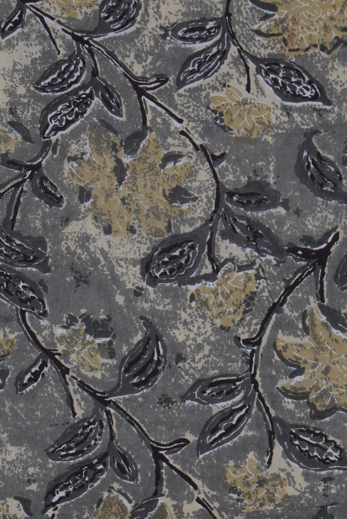 Gray Flower Print Cotton Fabric