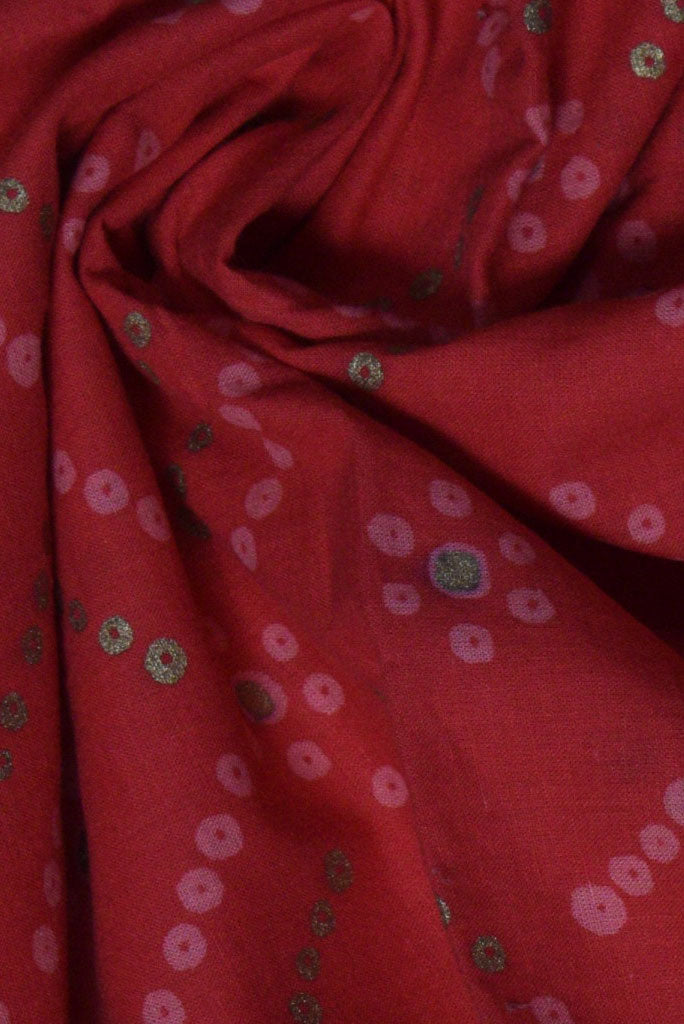 Red Bandhej Print Cotton Fabric