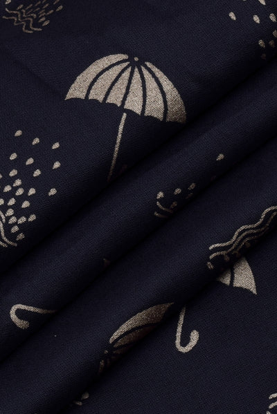 Dark Grey Umbrella Print Rayon Fabric