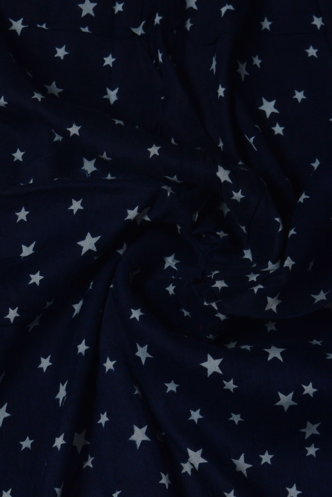 Blue Star Print Rayon Fabric