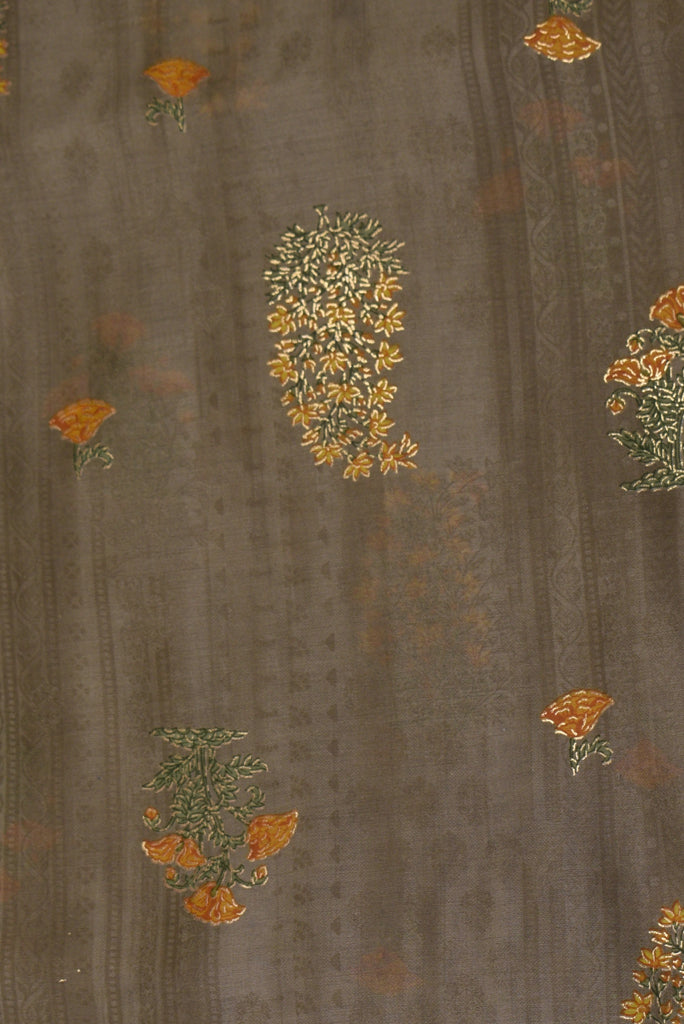 Mehandi Flower Print Muslin Fabric