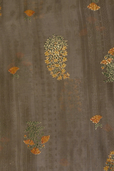Mehandi Flower Print Muslin Fabric